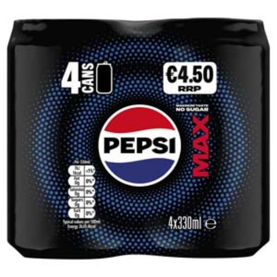 Picture of 330 Pepsi Max Can Multi PM€4.50 4pk x6 DRS